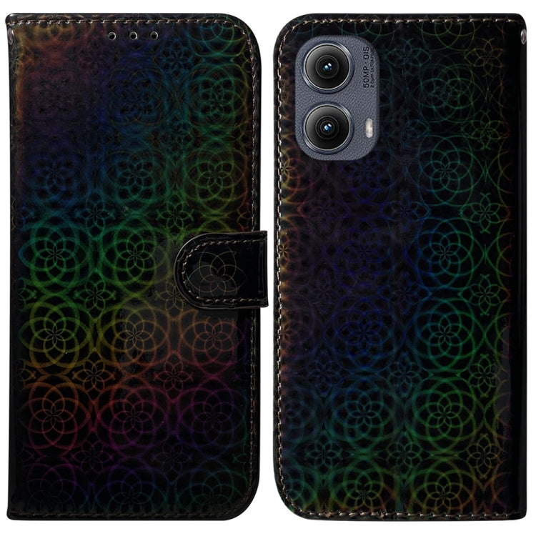 For Motorola Edge 2024 Colorful Magnetic Buckle Leather Phone Case(Black) by buy2fix