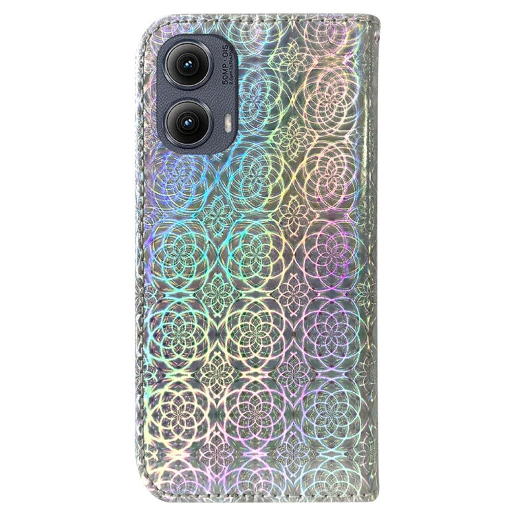 For Motorola Edge 2024 Colorful Magnetic Buckle Leather Phone Case(Silver) by buy2fix