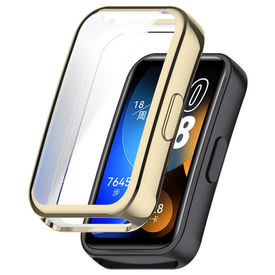 For Huawei Band 10 / 9 / 8 Full Coverage TPU Electroplating Watch Protective Case(Light Gold)