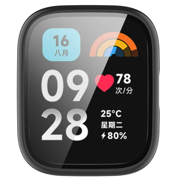 For Redmi Watch 3 Lite PC + Tempered Film Integrated Watch Protective Case(Black) - Watch Cases by buy2fix | Online Shopping UK | buy2fix