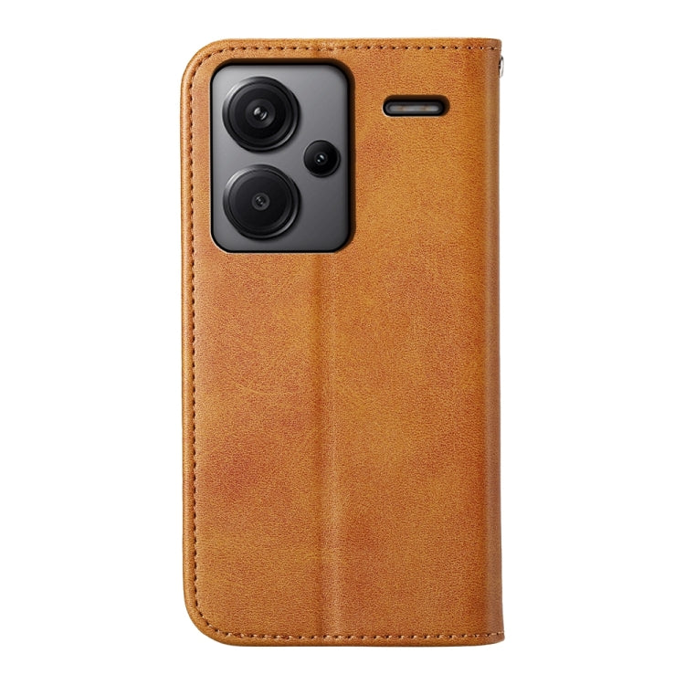 For Xiaomi Redmi Note 13 Pro+ Cubic Grid Calf Texture Magnetic Leather Phone Case(Yellow) - Xiaomi Cases by buy2fix | Online Shopping UK | buy2fix