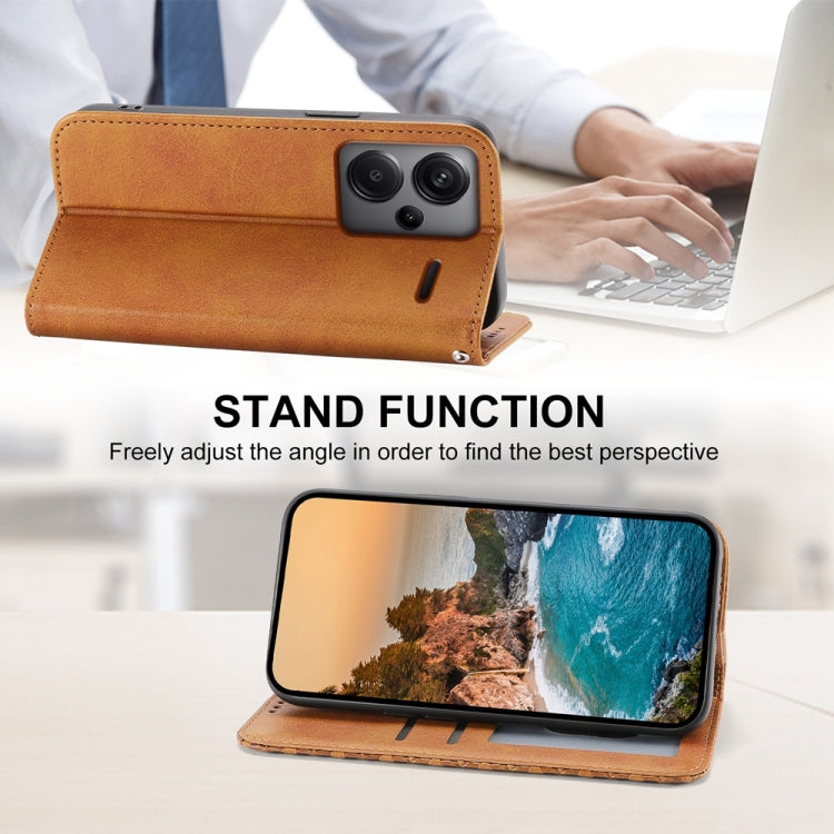 For Xiaomi Redmi Note 13 Pro+ Cubic Grid Calf Texture Magnetic Leather Phone Case(Yellow) - Xiaomi Cases by buy2fix | Online Shopping UK | buy2fix