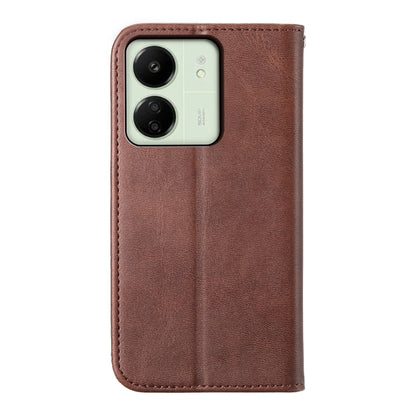 For Xiaomi Redmi 13C Cubic Grid Calf Texture Magnetic Leather Phone Case(Brown) by buy2fix