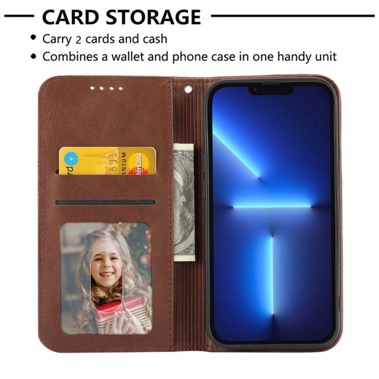 For Xiaomi 14 Ultra Cubic Grid Calf Texture Magnetic Leather Phone Case(Brown) - Xiaomi 14 Ultra Cases by buy2fix | Online Shopping UK | buy2fix