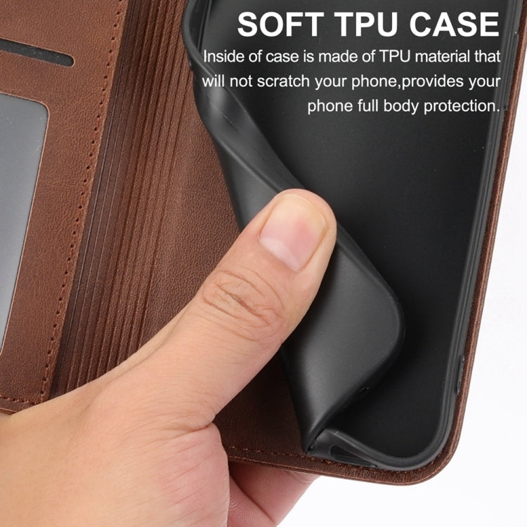 For Xiaomi 14 Ultra Cubic Grid Calf Texture Magnetic Leather Phone Case(Brown) - Xiaomi 14 Ultra Cases by buy2fix | Online Shopping UK | buy2fix