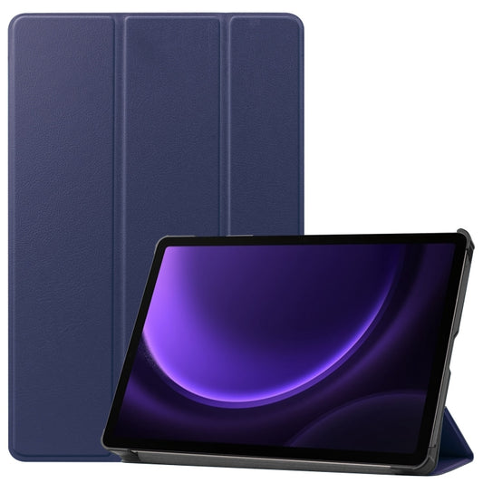 For Samsung Galaxy Tab S9 FE / S10 FE Custer Pure Color 3-Fold Holder Smart Leather Tablet Case(Dark Blue) - Galaxy Tab S9 FE by buy2fix | Online Shopping UK | buy2fix