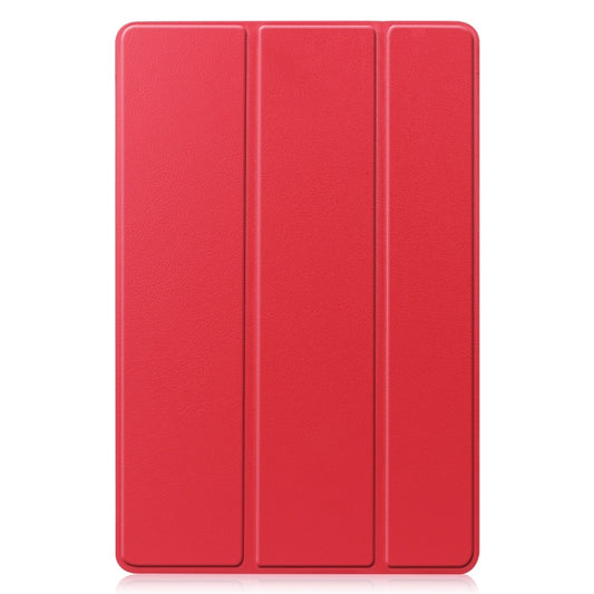 For Samsung Galaxy Tab S9 FE / S10 FE Custer Pure Color 3-Fold Holder Smart Leather Tablet Case(Red) - Galaxy Tab S9 FE by buy2fix | Online Shopping UK | buy2fix