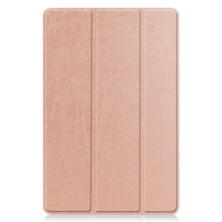 For Samsung Galaxy Tab S9 FE / S10 FE Custer Pure Color 3-Fold Holder Smart Leather Tablet Case(Rose Gold) - Galaxy Tab S9 FE by buy2fix | Online Shopping UK | buy2fix