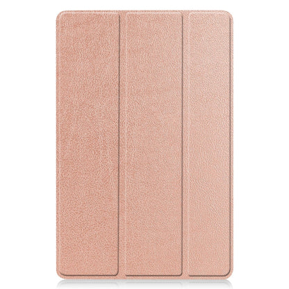 For Samsung Galaxy Tab S9 FE / S10 FE Custer Pure Color 3-Fold Holder Smart Leather Tablet Case(Rose Gold) - Galaxy Tab S9 FE by buy2fix | Online Shopping UK | buy2fix