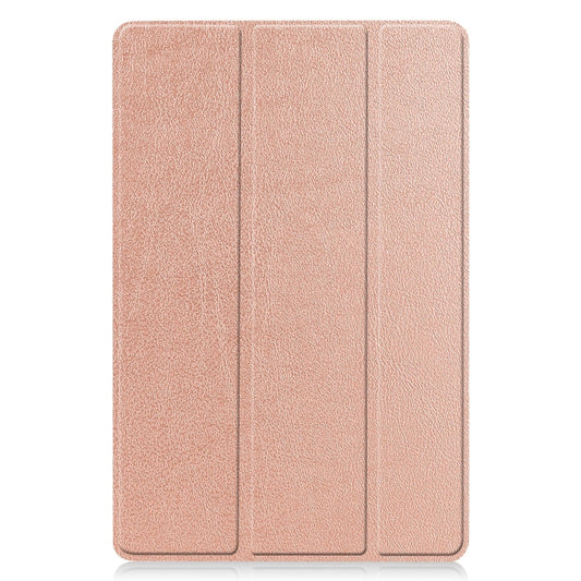 For Samsung Galaxy Tab S9 FE / S10 FE Custer Pure Color 3-Fold Holder Smart Leather Tablet Case(Rose Gold) - Galaxy Tab S9 FE by buy2fix | Online Shopping UK | buy2fix