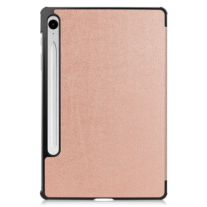 For Samsung Galaxy Tab S9 FE / S10 FE Custer Pure Color 3-Fold Holder Smart Leather Tablet Case(Rose Gold) - Galaxy Tab S9 FE by buy2fix | Online Shopping UK | buy2fix
