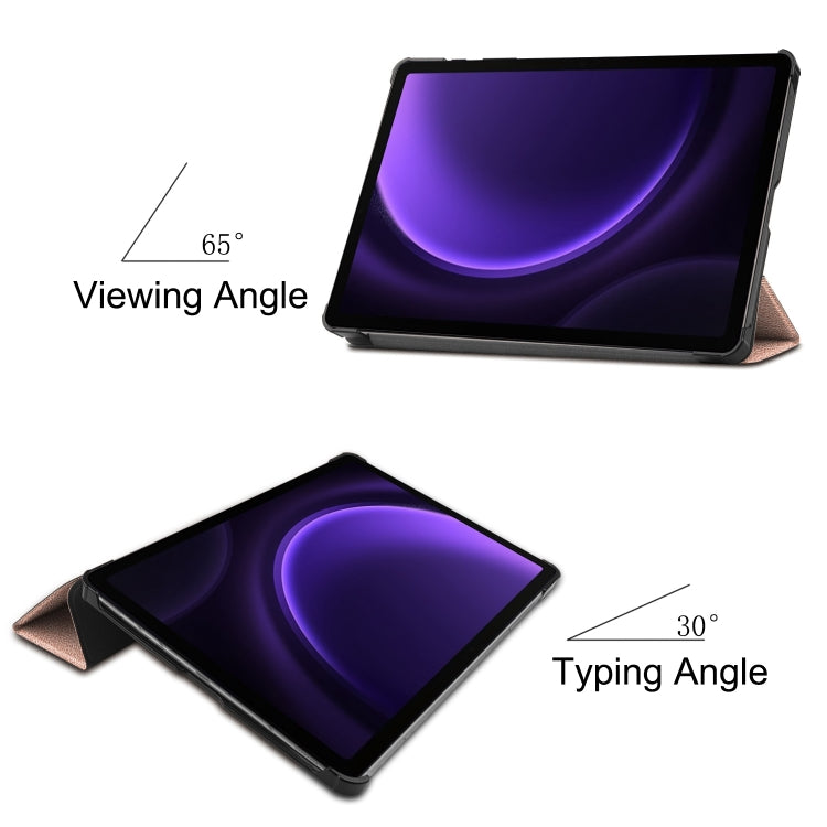 For Samsung Galaxy Tab S9 FE / S10 FE Custer Pure Color 3-Fold Holder Smart Leather Tablet Case(Rose Gold) - Galaxy Tab S9 FE by buy2fix | Online Shopping UK | buy2fix
