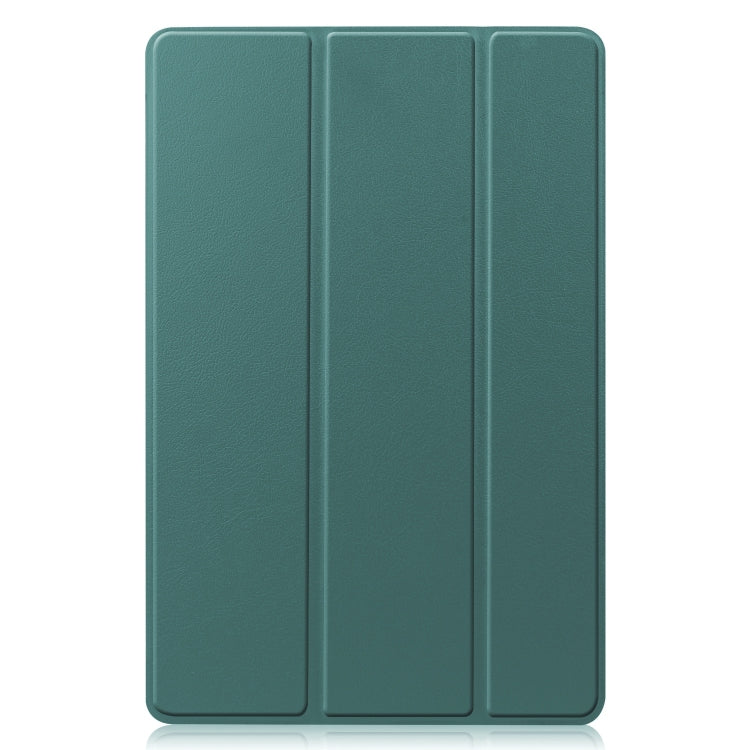For Samsung Galaxy Tab S9 FE / S10 FE Custer Pure Color 3-Fold Holder Smart Leather Tablet Case(Dark Green) - Galaxy Tab S9 FE by buy2fix | Online Shopping UK | buy2fix