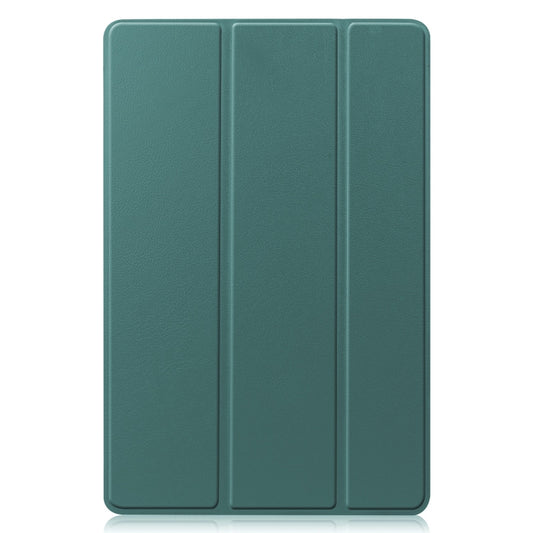 For Samsung Galaxy Tab S9 FE / S10 FE Custer Pure Color 3-Fold Holder Smart Leather Tablet Case(Dark Green) - Galaxy Tab S9 FE by buy2fix | Online Shopping UK | buy2fix