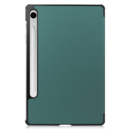 For Samsung Galaxy Tab S9 FE / S10 FE Custer Pure Color 3-Fold Holder Smart Leather Tablet Case(Dark Green) - Galaxy Tab S9 FE by buy2fix | Online Shopping UK | buy2fix