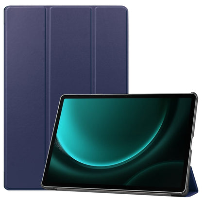 For Samsung Galaxy Tab S9 FE+ / S10+ Custer Pure Color 3-Fold Holder Smart Leather Tablet Case(Dark Blue) - Galaxy Tab S9 FE+ by buy2fix | Online Shopping UK | buy2fix