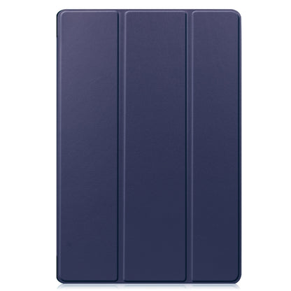For Samsung Galaxy Tab S9 FE+ / S10+ Custer Pure Color 3-Fold Holder Smart Leather Tablet Case(Dark Blue) - Galaxy Tab S9 FE+ by buy2fix | Online Shopping UK | buy2fix