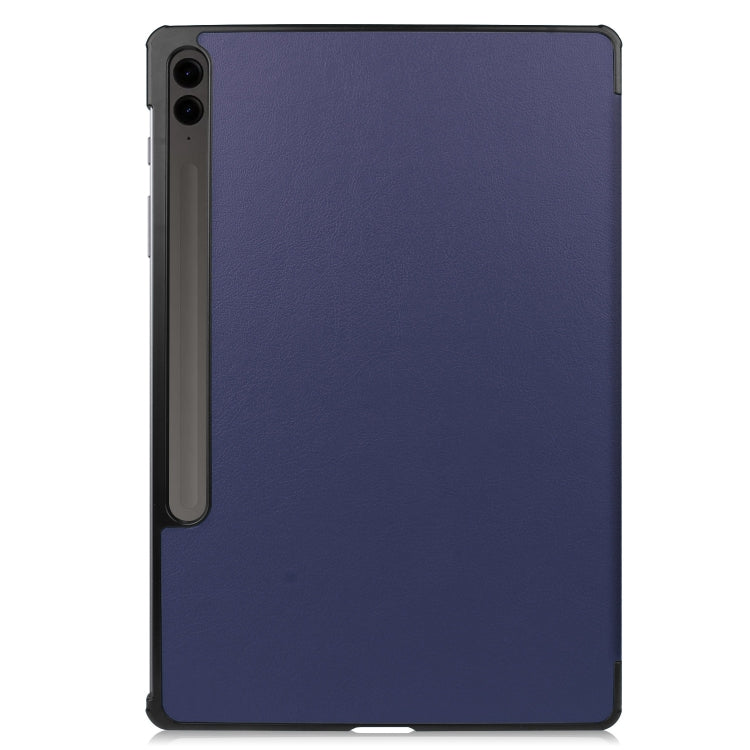 For Samsung Galaxy Tab S9 FE+ / S10+ Custer Pure Color 3-Fold Holder Smart Leather Tablet Case(Dark Blue) - Galaxy Tab S9 FE+ by buy2fix | Online Shopping UK | buy2fix