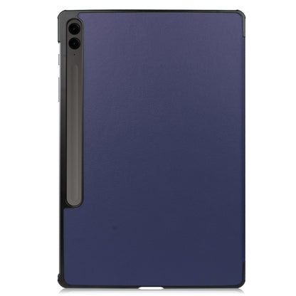 For Samsung Galaxy Tab S9 FE+ / S10+ Custer Pure Color 3-Fold Holder Smart Leather Tablet Case(Dark Blue) - Galaxy Tab S9 FE+ by buy2fix | Online Shopping UK | buy2fix