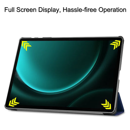 For Samsung Galaxy Tab S9 FE+ / S10+ Custer Pure Color 3-Fold Holder Smart Leather Tablet Case(Dark Blue) - Galaxy Tab S9 FE+ by buy2fix | Online Shopping UK | buy2fix