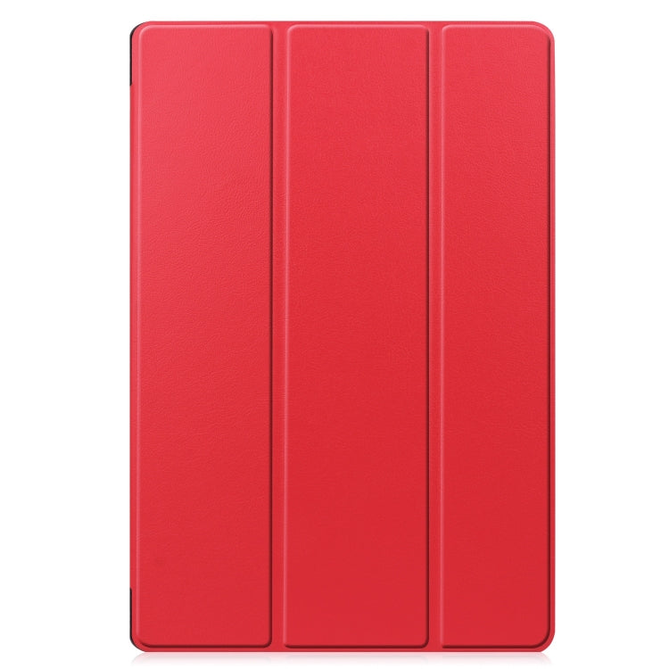 For Samsung Galaxy Tab S9 FE+ / S10+ Custer Pure Color 3-Fold Holder Smart Leather Tablet Case(Red) - Galaxy Tab S9 FE+ by buy2fix | Online Shopping UK | buy2fix