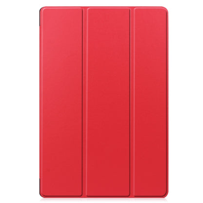 For Samsung Galaxy Tab S9 FE+ / S10+ Custer Pure Color 3-Fold Holder Smart Leather Tablet Case(Red) - Galaxy Tab S9 FE+ by buy2fix | Online Shopping UK | buy2fix
