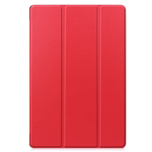For Samsung Galaxy Tab S9 FE+ / S10+ Custer Pure Color 3-Fold Holder Smart Leather Tablet Case(Red) - Galaxy Tab S9 FE+ by buy2fix | Online Shopping UK | buy2fix