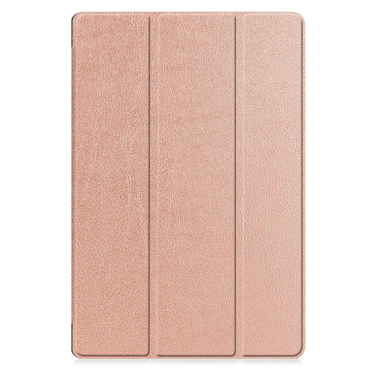 For Samsung Galaxy Tab S9 FE+ / S10+ Custer Pure Color 3-Fold Holder Smart Leather Tablet Case(Rose Gold) - Galaxy Tab S9 FE+ by buy2fix | Online Shopping UK | buy2fix