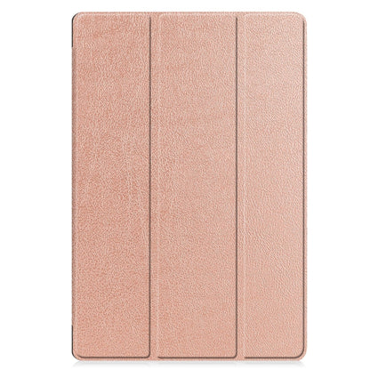 For Samsung Galaxy Tab S9 FE+ / S10+ Custer Pure Color 3-Fold Holder Smart Leather Tablet Case(Rose Gold) - Galaxy Tab S9 FE+ by buy2fix | Online Shopping UK | buy2fix