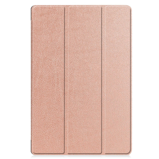 For Samsung Galaxy Tab S9 FE+ / S10+ Custer Pure Color 3-Fold Holder Smart Leather Tablet Case(Rose Gold) - Galaxy Tab S9 FE+ by buy2fix | Online Shopping UK | buy2fix