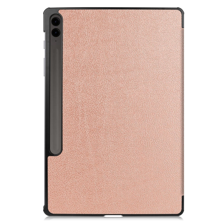 For Samsung Galaxy Tab S9 FE+ / S10+ Custer Pure Color 3-Fold Holder Smart Leather Tablet Case(Rose Gold) - Galaxy Tab S9 FE+ by buy2fix | Online Shopping UK | buy2fix