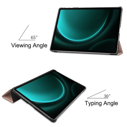 For Samsung Galaxy Tab S9 FE+ / S10+ Custer Pure Color 3-Fold Holder Smart Leather Tablet Case(Rose Gold) - Galaxy Tab S9 FE+ by buy2fix | Online Shopping UK | buy2fix