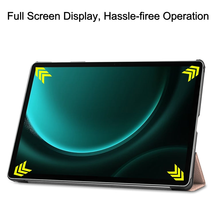 For Samsung Galaxy Tab S9 FE+ / S10+ Custer Pure Color 3-Fold Holder Smart Leather Tablet Case(Rose Gold) - Galaxy Tab S9 FE+ by buy2fix | Online Shopping UK | buy2fix