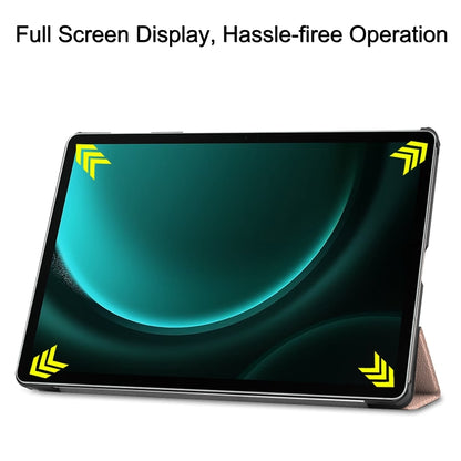 For Samsung Galaxy Tab S9 FE+ / S10+ Custer Pure Color 3-Fold Holder Smart Leather Tablet Case(Rose Gold) - Galaxy Tab S9 FE+ by buy2fix | Online Shopping UK | buy2fix