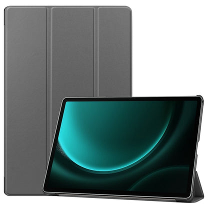 For Samsung Galaxy Tab S9 FE+ / S10+ Custer Pure Color 3-Fold Holder Smart Leather Tablet Case(Grey) - Galaxy Tab S9 FE+ by buy2fix | Online Shopping UK | buy2fix