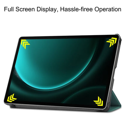 For Samsung Galaxy Tab S9 FE+ / S10+ Custer Pure Color 3-Fold Holder Smart Leather Tablet Case(Dark Green) - Galaxy Tab S9 FE+ by buy2fix | Online Shopping UK | buy2fix