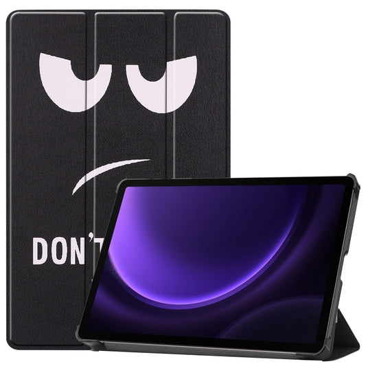 For Samsung Galaxy Tab S9 FE / S10 FE Custer Painted 3-Fold Holder Smart Leather Tablet Case(Big Eye Me) - Galaxy Tab S9 FE by buy2fix | Online Shopping UK | buy2fix