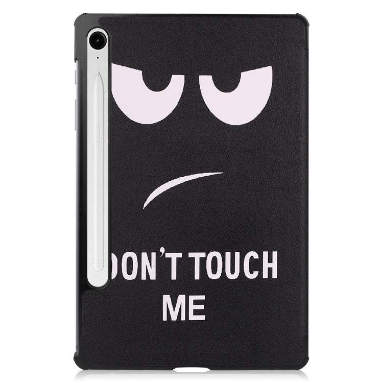 For Samsung Galaxy Tab S9 FE / S10 FE Custer Painted 3-Fold Holder Smart Leather Tablet Case(Big Eye Me) - Galaxy Tab S9 FE by buy2fix | Online Shopping UK | buy2fix