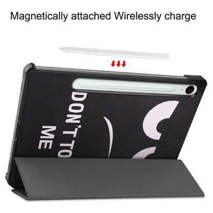 For Samsung Galaxy Tab S9 FE / S10 FE Custer Painted 3-Fold Holder Smart Leather Tablet Case(Big Eye Me) - Galaxy Tab S9 FE by buy2fix | Online Shopping UK | buy2fix