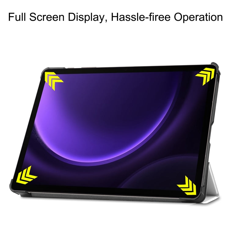 For Samsung Galaxy Tab S9 FE / S10 FE Custer Painted 3-Fold Holder Smart Leather Tablet Case(Lazy Cat) - Galaxy Tab S9 FE by buy2fix | Online Shopping UK | buy2fix