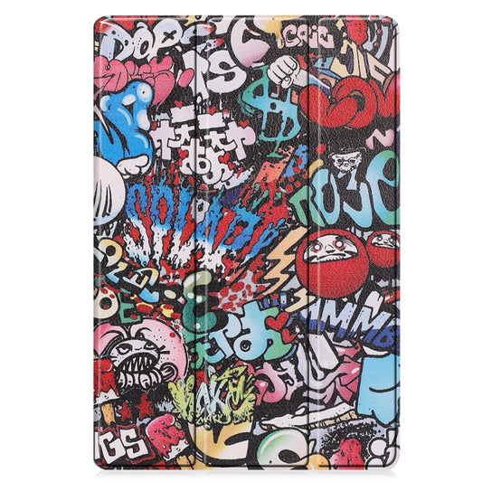 For Samsung Galaxy Tab S9 FE+ / S10+ Custer Painted 3-Fold Holder Smart Leather Tablet Case(Graffiti) - Galaxy Tab S9 FE+ by buy2fix | Online Shopping UK | buy2fix