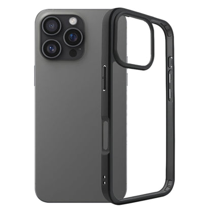 For iPhone 16 Pro Max Frosted TPU + Transparent PC Phone Case(Black) by buy2fix