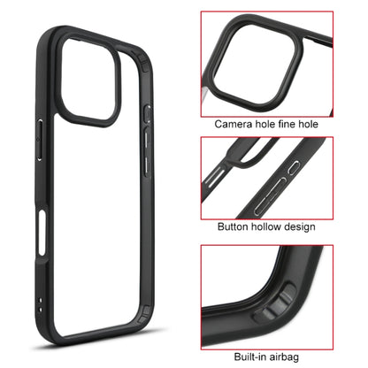 For iPhone 16 Pro Max Frosted TPU + Transparent PC Phone Case(Black) by buy2fix