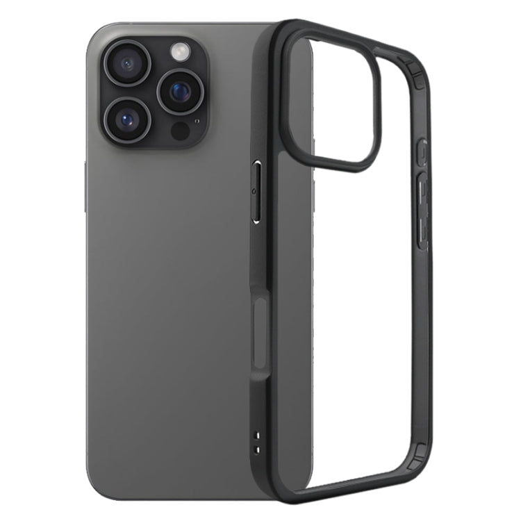 For iPhone 16 Pro Frosted TPU + Transparent PC Phone Case(Black) by buy2fix