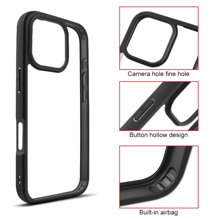 For iPhone 16 Pro Frosted TPU + Transparent PC Phone Case(Black) by buy2fix