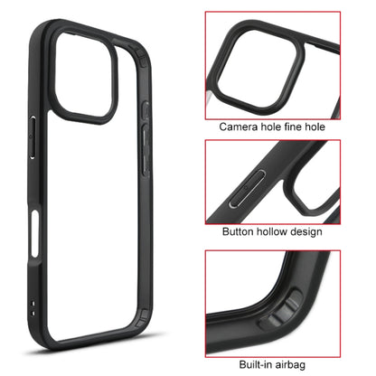 For iPhone 16 Pro Frosted TPU + Transparent PC Phone Case(Black) by buy2fix