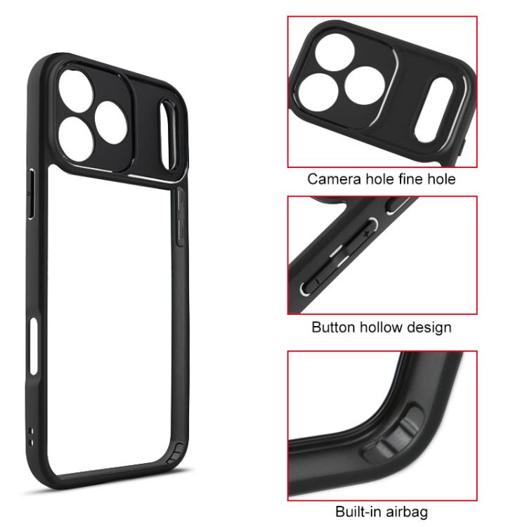 For iPhone 17 Pro Frosted TPU + Transparent PC Phone Case(Black) - iPhone 17 Pro Cases by buy2fix | Online Shopping UK | buy2fix