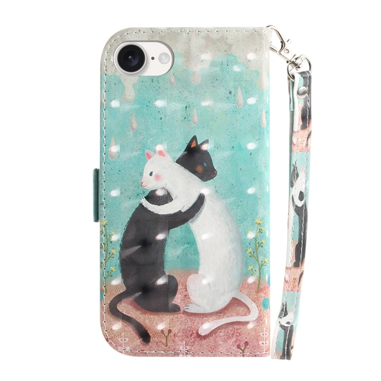 For iPhone 16e 3D Colored Horizontal Flip Leather Phone Case(Black White Cat) by buy2fix