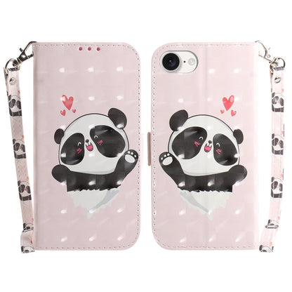 For iPhone 16e 3D Colored Horizontal Flip Leather Phone Case(Heart Panda) by buy2fix