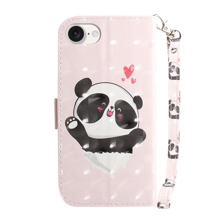 For iPhone 16e 3D Colored Horizontal Flip Leather Phone Case(Heart Panda) by buy2fix
